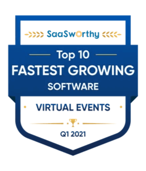 saasworthy top 10 fastest growing software companies for virtual events badge