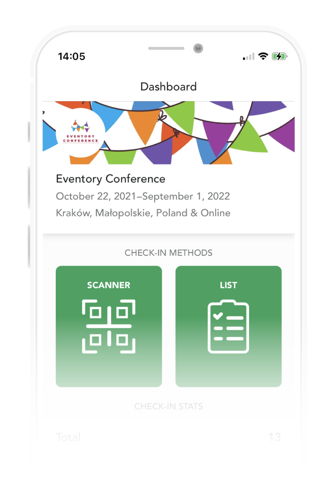 The check-in app is one of four apps offered in 6Connex's eventory product that allows organizers to easily handle event check-in.