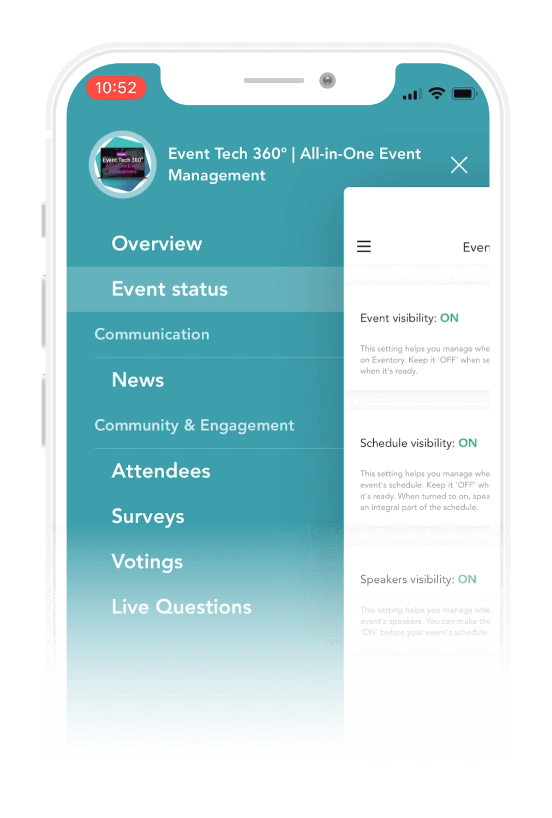 Eventory Operator gives event managers access to speakers, votings, and much more from their phone.