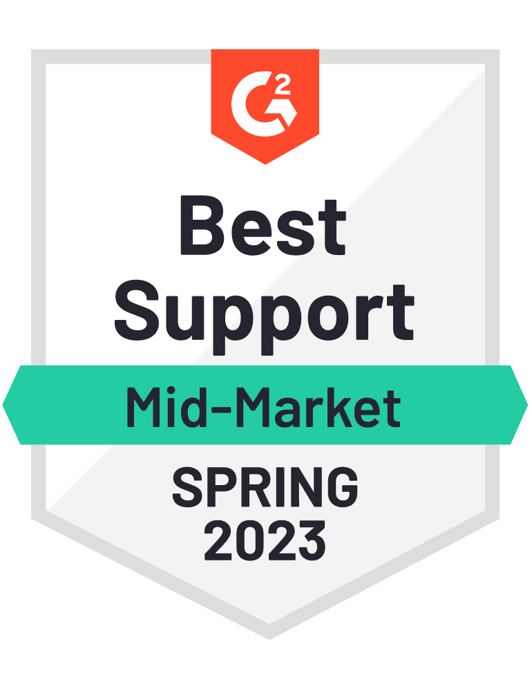G2 2023 Spring Virtual Event Platform Best Support Mid-Market badge