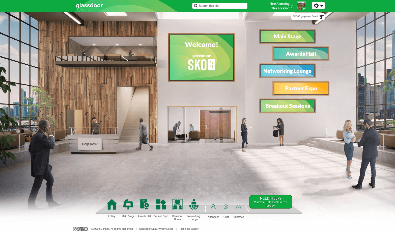 Glassdoor hosts annual SKO on 6Connex's virtual venue platform.