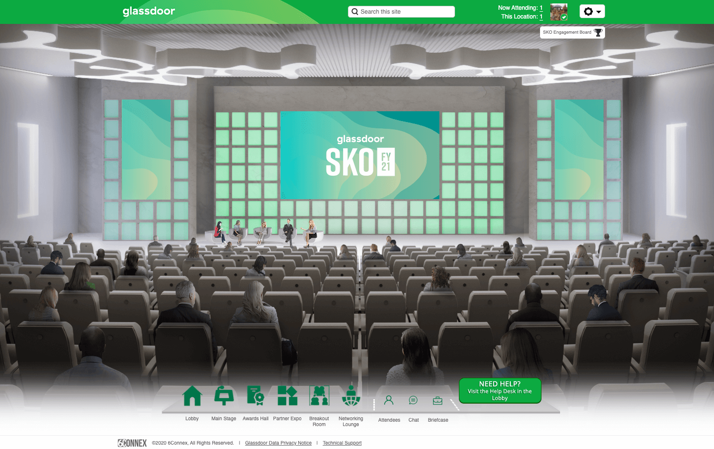 Glassdoor hosts annual SKO on 6Connex's virtual venue platform.