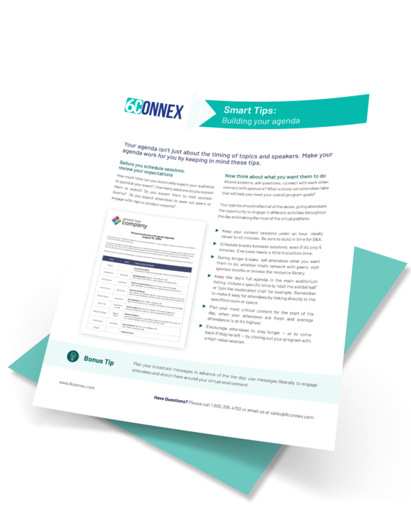 Image of 6Connex Tip Sheet a about setting an agenda for your virtual event