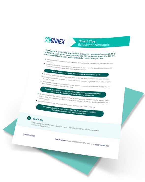 Image of 6Connex Tip Sheet about broadcasting messages