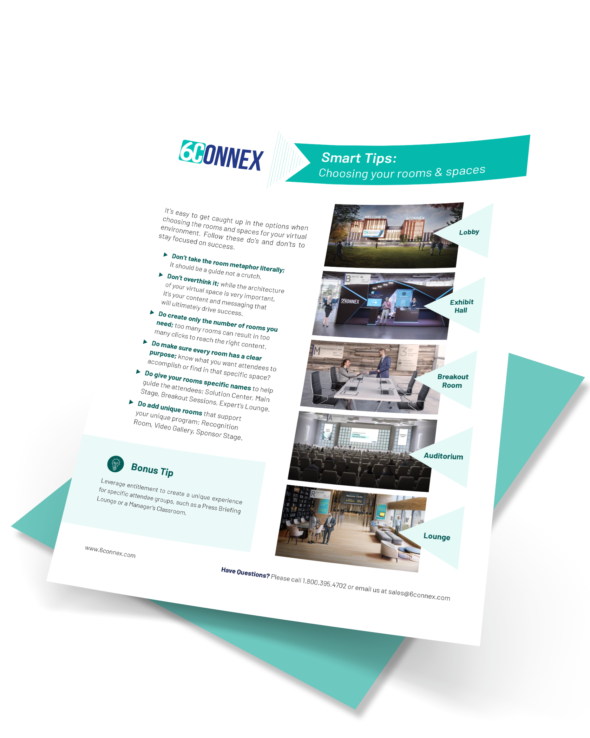 Image of 6Connex Tip Sheet about choosing your rooms for your virtual events.